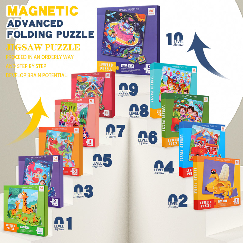 Kids Education Material - Magnetyczne drewniane puzzle dla dzieci z